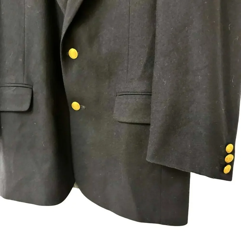 Banana Republic Gold Button USA Made Wool Black Preppy Blazer Suit Jacket 40 L